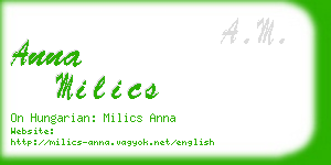 anna milics business card